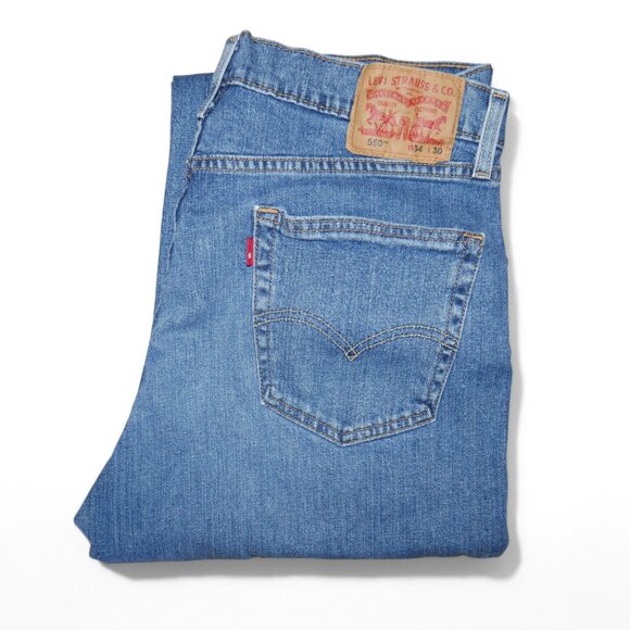 Levis 550 Relaxed Fit Tapered Leg Denim Jeans Men's Size 34x30 Stonewashed Blue